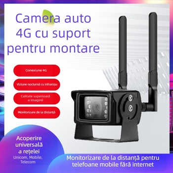 Camera wireless pentru mașină cu rezoluție 1080p, unghi de vizualizare de 110°, obiectiv de 2.8 mm, alimentare 12V, vizibilitate IR până la 15 m.