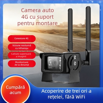 Camera wireless pentru mașină cu rezoluție 1080p, unghi de vizualizare de 110°, obiectiv de 2.8 mm, alimentare 12V, vizibilitate IR până la 15 m.