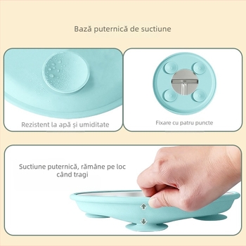 Farfurie de hrănire pentru bebeluți cu trei compartimente, din oțel inoxidabil 304, stil minimalist, potrivită de la 6 luni în sus, set unic