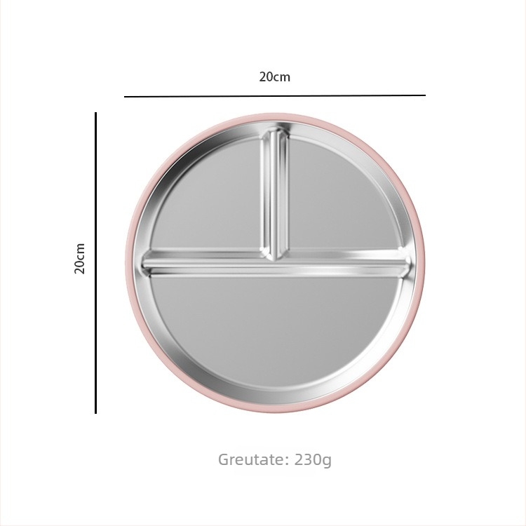 Farfurie de hrănire pentru bebeluți cu trei compartimente, din oțel inoxidabil 304, stil minimalist, potrivită de la 6 luni în sus, set unic