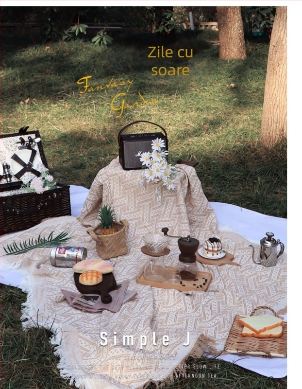 Patură de picnic pentru exterior, din amestec bumbac-poliester, model 06, pentru 1–10 persoane, nu este impermeabilă (este necesară o husă impermeabilă separată)