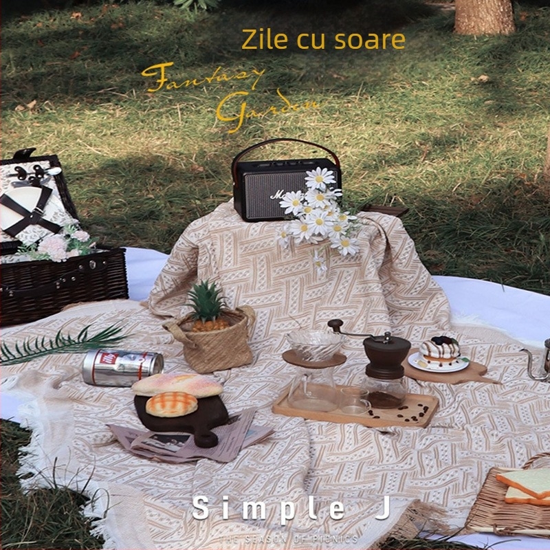 Patură de picnic pentru exterior, din amestec bumbac-poliester, model 06, pentru 1–10 persoane, nu este impermeabilă (este necesară o husă impermeabilă separată)