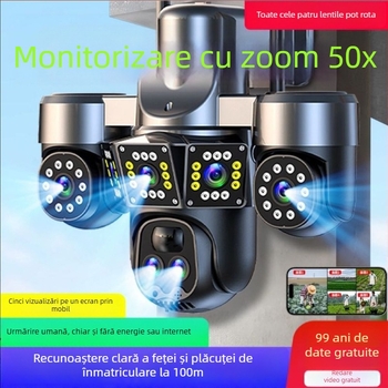 Cameră externă alimentată cu energie solară, 1080p, vedere pe timp de noapte, lentilă 6mm, rază peste 30 m, panou solar inclus