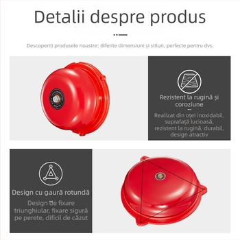 Sonerie de alarmă incendiu cu avertizare sonoră și luminoasă și buton de urgență, pentru casă, atelier, depozit, fabrică și uz comercial