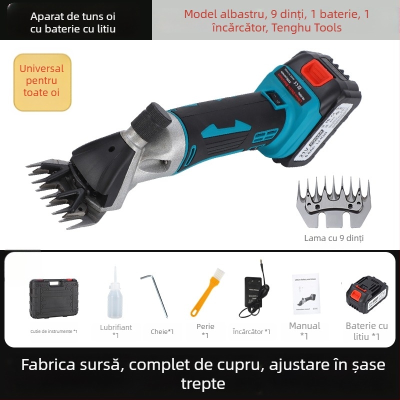 Foarfecă electrică pentru lână cu baterie litiu reîncărcabilă, 110–220V, pentru lână de vacă