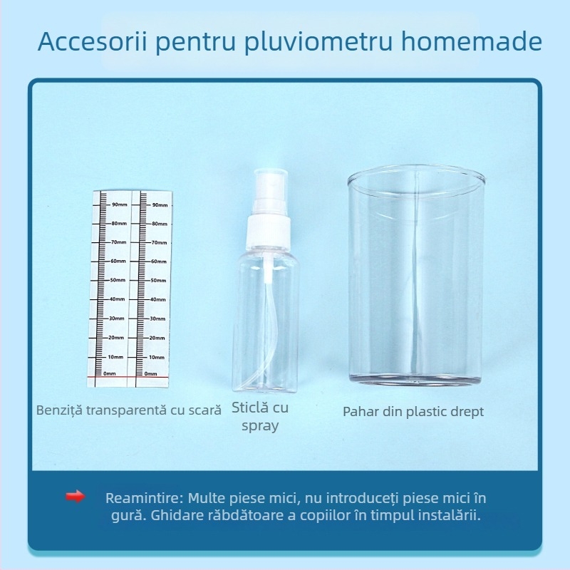 Kit pluviometru DIY – din plastic, pentru copii 7-14 ani, ambalaj: pungă, ghid video inclus