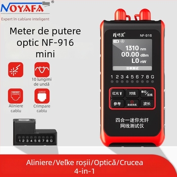 NF-916 Măsurător/Detector de Putere Optică, Mini dispozitiv patru în unu pentru fibre optice, cu detectare de linie; domeniu de măsură -60 până la +8 dBm, precizie ±0,3 dB, pentru testarea fibrelor optice