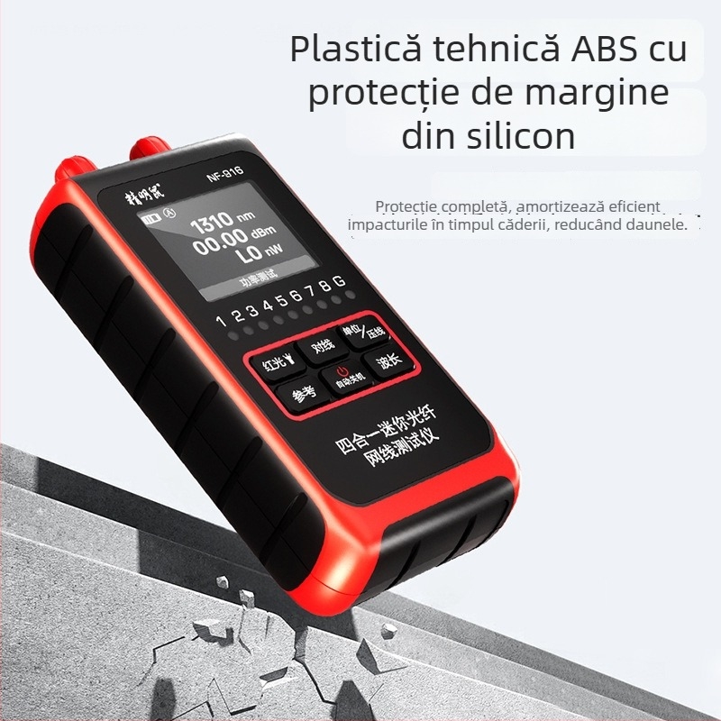 NF-916 Măsurător/Detector de Putere Optică, Mini dispozitiv patru în unu pentru fibre optice, cu detectare de linie; domeniu de măsură -60 până la +8 dBm, precizie ±0,3 dB, pentru testarea fibrelor optice