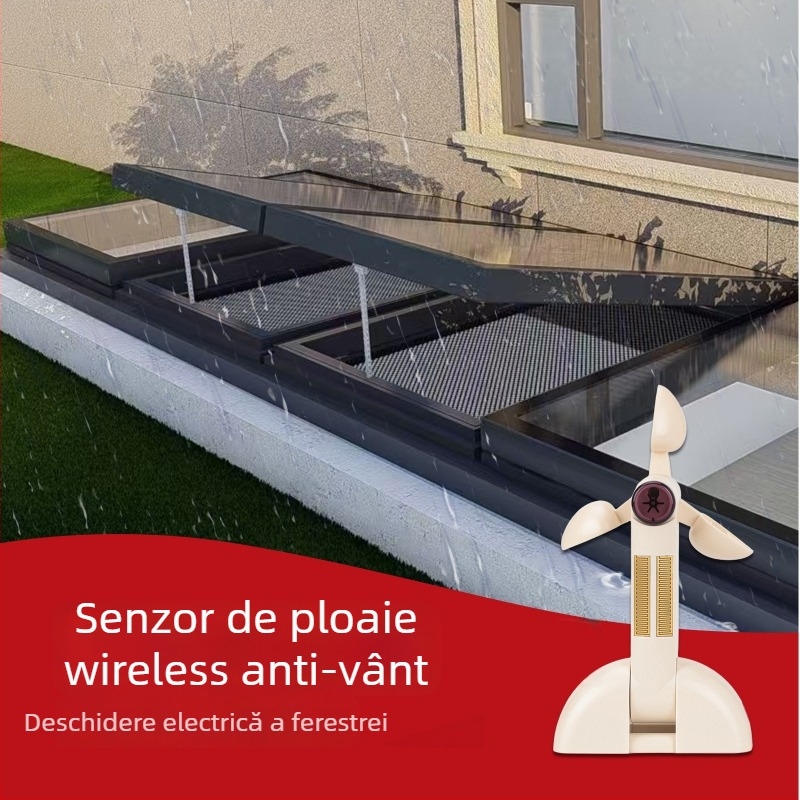 Guangmai Senzor fără fir de vânt și ploaie și deschizător electric pentru ferestre – actuatoare pentru uși și ferestre, telecomandă wireless
