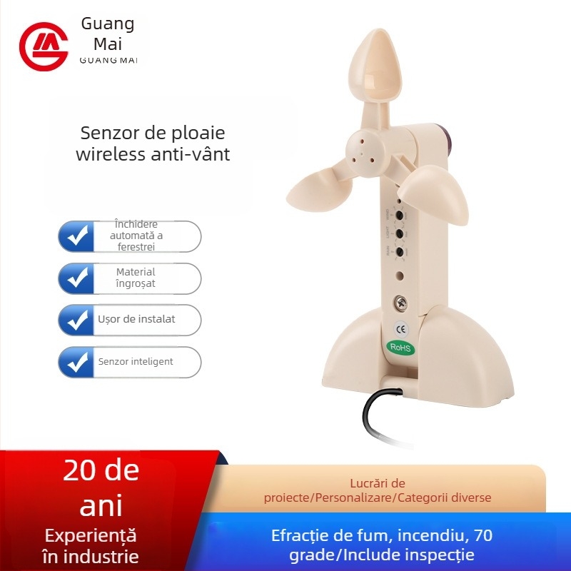 Guangmai Senzor fără fir de vânt și ploaie și deschizător electric pentru ferestre – actuatoare pentru uși și ferestre, telecomandă wireless