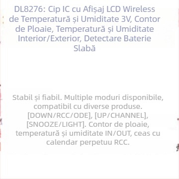 DL8276: LCD fără fir pentru temperatură și umiditate, cip IC de 3V, senzor de ploaie, temperatură și umiditate în interior și în exterior