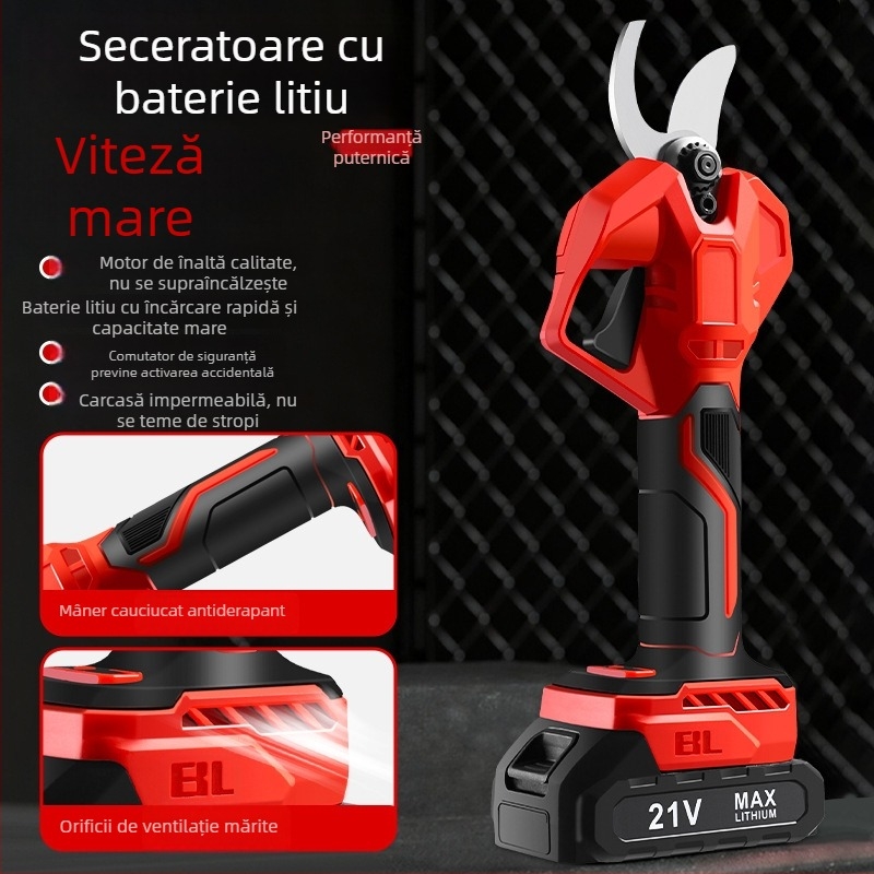 Shelley Foarfeci de grădină cu încărcare wireless, baterie Li-ion pentru tăierea ramurilor, foarfece electrice manuale pentru pomi