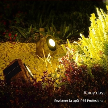 Lumină solară de piatră pentru peisaj exterior – rășină, IP55, 1W, model KYST01, durată 12–16 ore