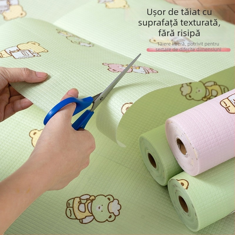 Cartoon-styled liner pentru sertare și dulapuri de bucătărie – Material PE, strat impermeabil PE din bumbac, covoraș anti-umezeală