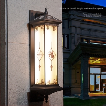 Lampa de perete solară LED pentru exterior, carcasă din aluminiu, IP65, 12W, reglabilă