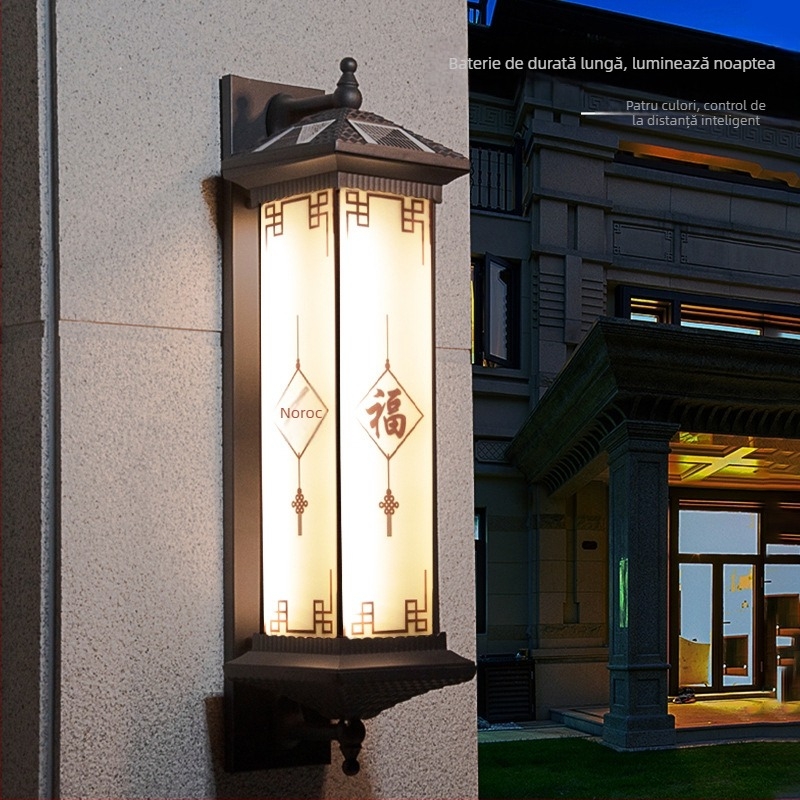 Lampa de perete solară LED pentru exterior, carcasă din aluminiu, IP65, 12W, reglabilă