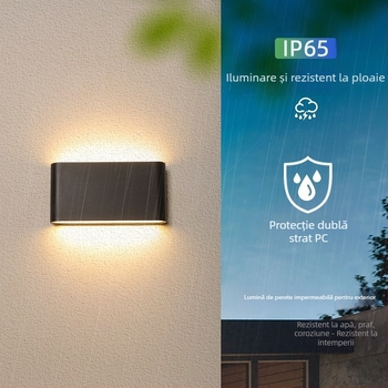 Lampa de perete impermeabilă pentru exterior – ultra-subțire, IP65, 110-275V, 15 LED, 3000K, CRI 90