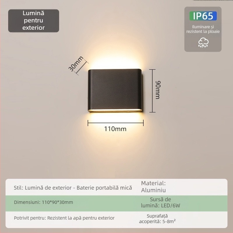 Lampa de perete impermeabilă pentru exterior – ultra-subțire, IP65, 110-275V, 15 LED, 3000K, CRI 90