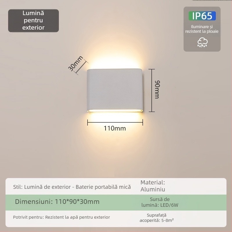 Lampa de perete impermeabilă pentru exterior – ultra-subțire, IP65, 110-275V, 15 LED, 3000K, CRI 90