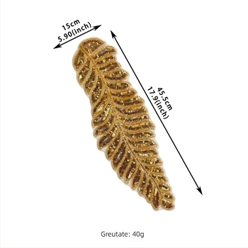 Patch textil cu paiete și broderie, formă de frunză, poliester, brand Domi