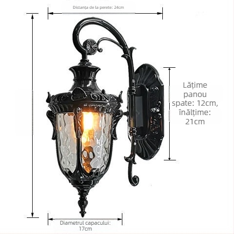 Lampa de perete LED în stil european, pentru exterior/interior, IP44 rezistent la apă, baza E27, 220V, 6000 lm, 3000K