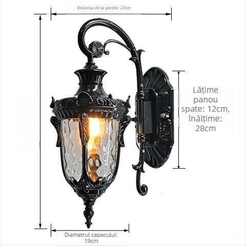 Lampa de perete LED în stil european, pentru exterior/interior, IP44 rezistent la apă, baza E27, 220V, 6000 lm, 3000K