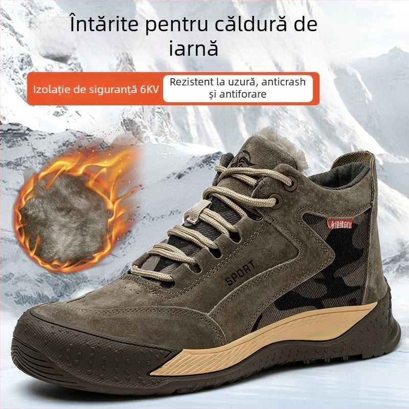 Pantofi de lucru izolați, înalți, din piele de porc + pânză