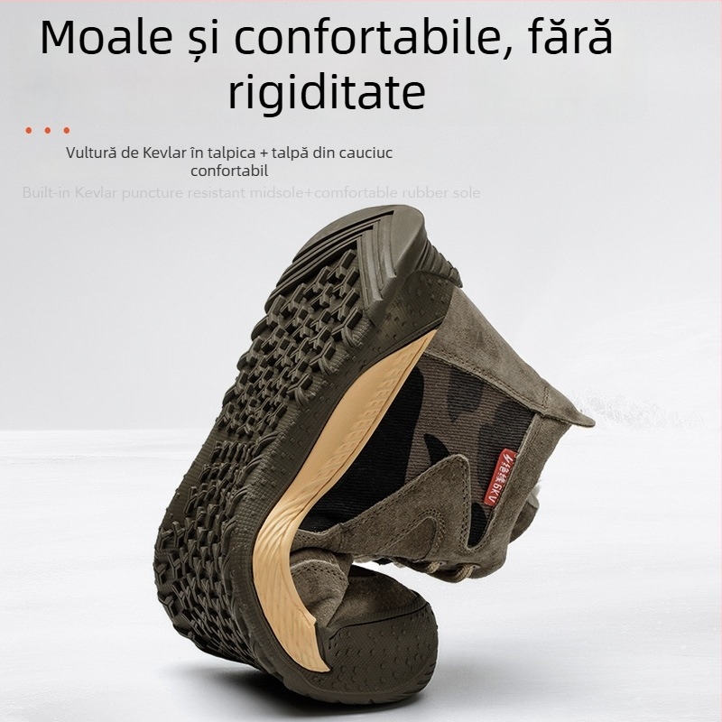 Pantofi de lucru izolați, înalți, din piele de porc + pânză