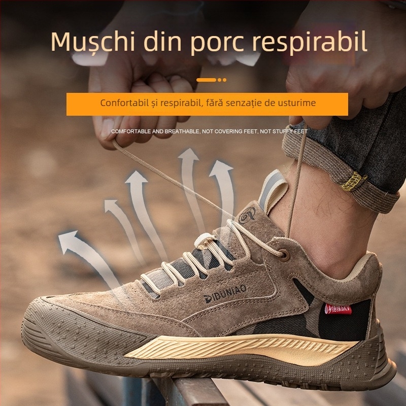 Pantofi de lucru izolați, înalți, din piele de porc + pânză