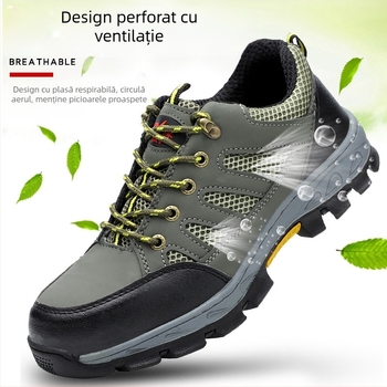 Pantofi de protecție izolați pentru lucru, vârf din oțel, piele microfibră + plasă respirabilă, partea superioară joasă, protecție anti-șoc și anti-perforație, izolație electrică până la 6 kV