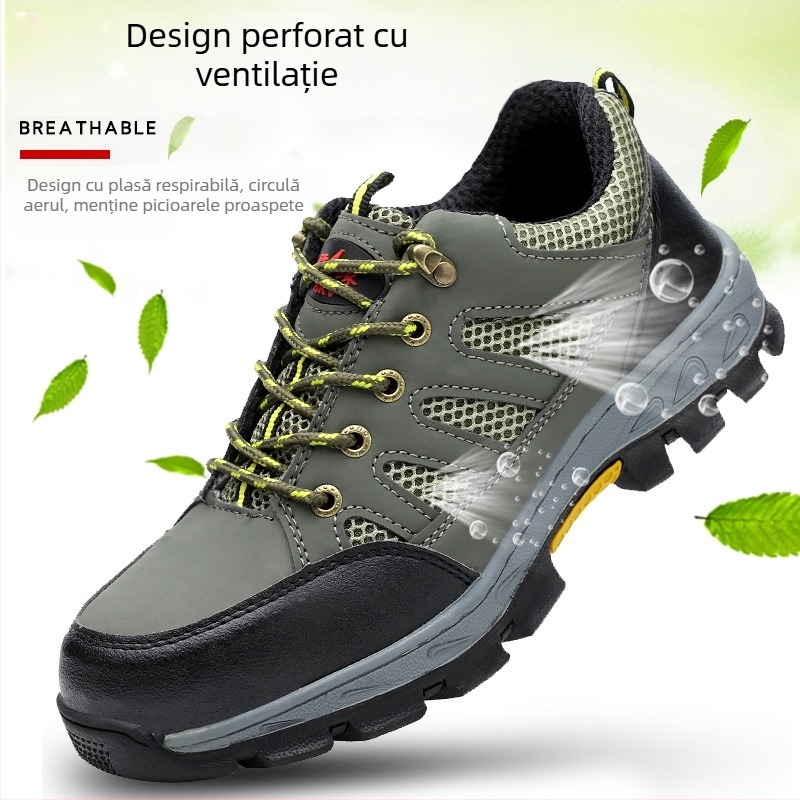 Pantofi de protecție izolați pentru lucru, vârf din oțel, piele microfibră + plasă respirabilă, partea superioară joasă, protecție anti-șoc și anti-perforație, izolație electrică până la 6 kV