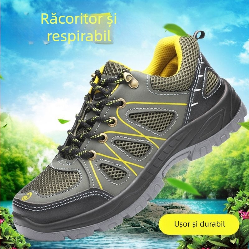 Pantofi de protecție izolați pentru lucru, vârf din oțel, piele microfibră + plasă respirabilă, partea superioară joasă, protecție anti-șoc și anti-perforație, izolație electrică până la 6 kV