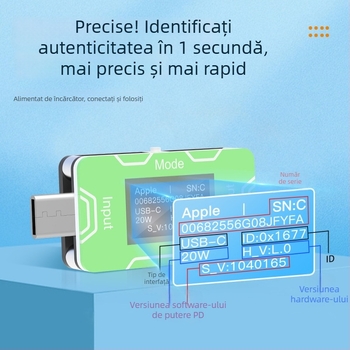 CT02 detector PD/QC pentru încărcare rapidă, testare în loturi, 0-100W, greutate 12, temperatură ambientală 30°C