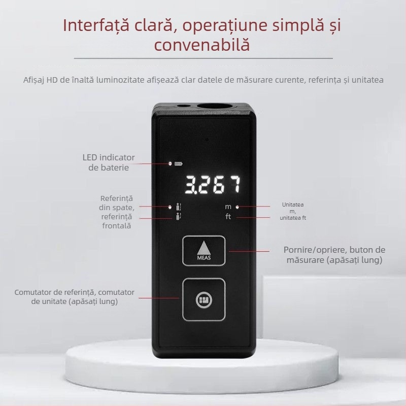 Distanțmetru cu laser pentru interior, măsurare infraroșu de înaltă precizie, riglă digitală