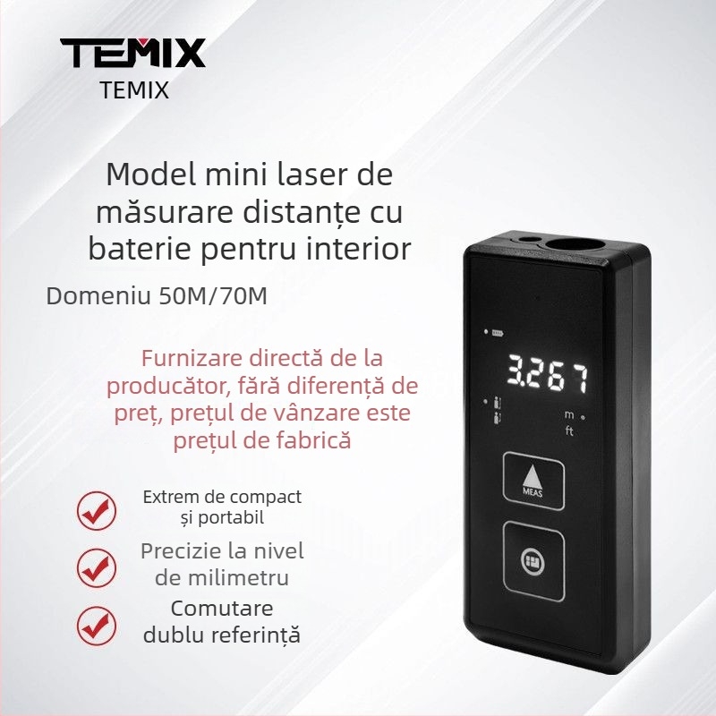 Distanțmetru cu laser pentru interior, măsurare infraroșu de înaltă precizie, riglă digitală
