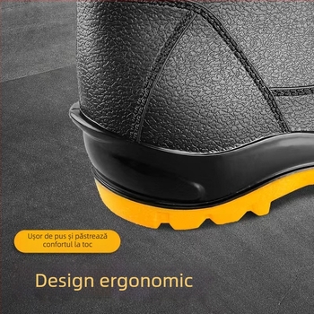 Cizmă de protecție din PVC cu vârf din oțel și talpă din oțel; anti-șoc, anti-perforație, anti-alunecare, rezistentă la uzură, rezistentă la acizi și baze; croială joasă pentru industrie-minieră
