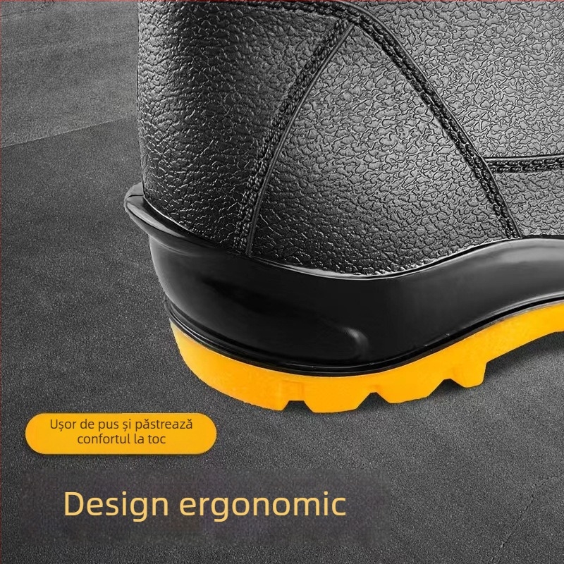 Cizmă de protecție din PVC cu vârf din oțel și talpă din oțel; anti-șoc, anti-perforație, anti-alunecare, rezistentă la uzură, rezistentă la acizi și baze; croială joasă pentru industrie-minieră