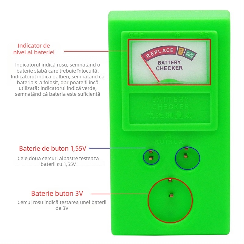 Record Work Instrument de testare a bateriilor pentru ceasuri – Instrument de măsurare a bateriilor, test de putere pentru baterii tip buton