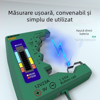 Tester de capacitate a bateriei cu afișaj digital, compatibil universal cu baterii