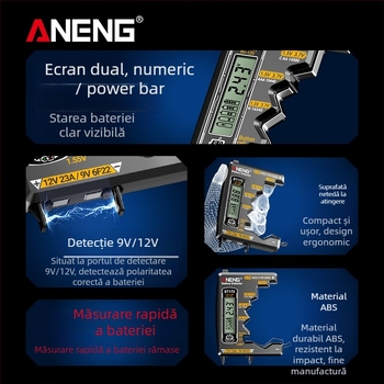 Aneng tester de baterii - precizie înaltă, afișaj capacitate rămasă, măsurare tensiune baterie (precizie înaltă; afișaj capacitate rămasă; măsurare tensiune baterie)