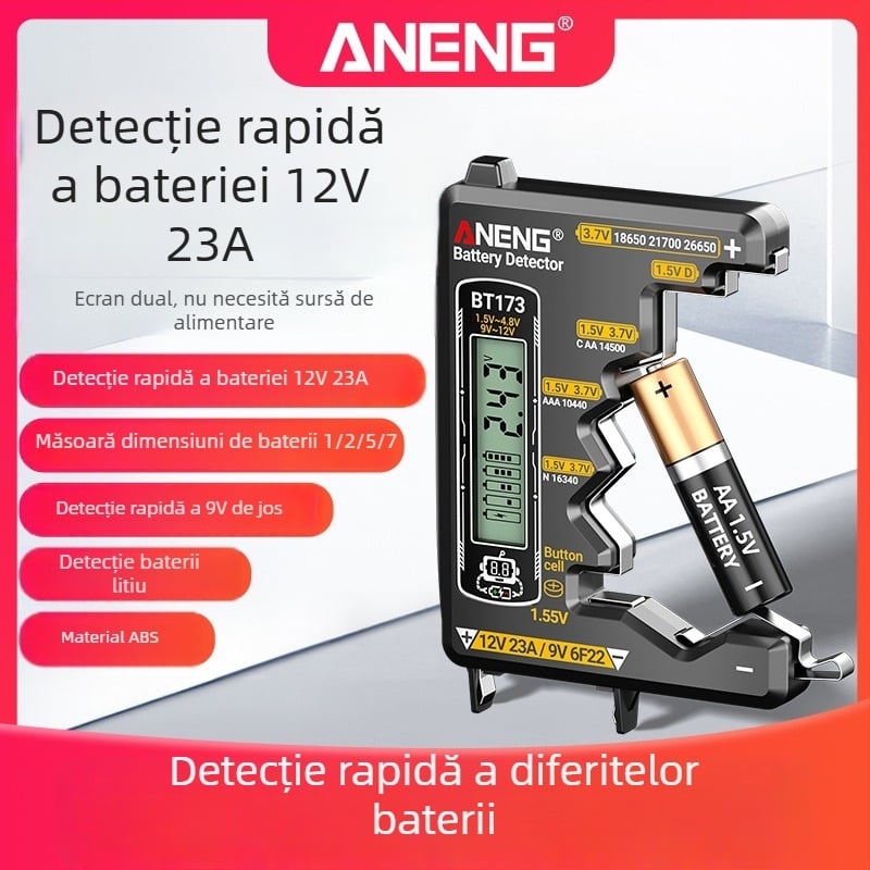 Aneng tester de baterii - precizie înaltă, afișaj capacitate rămasă, măsurare tensiune baterie (precizie înaltă; afișaj capacitate rămasă; măsurare tensiune baterie)