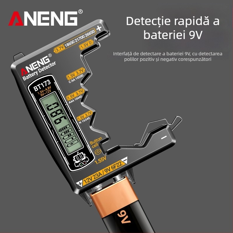 Aneng tester de baterii - precizie înaltă, afișaj capacitate rămasă, măsurare tensiune baterie (precizie înaltă; afișaj capacitate rămasă; măsurare tensiune baterie)