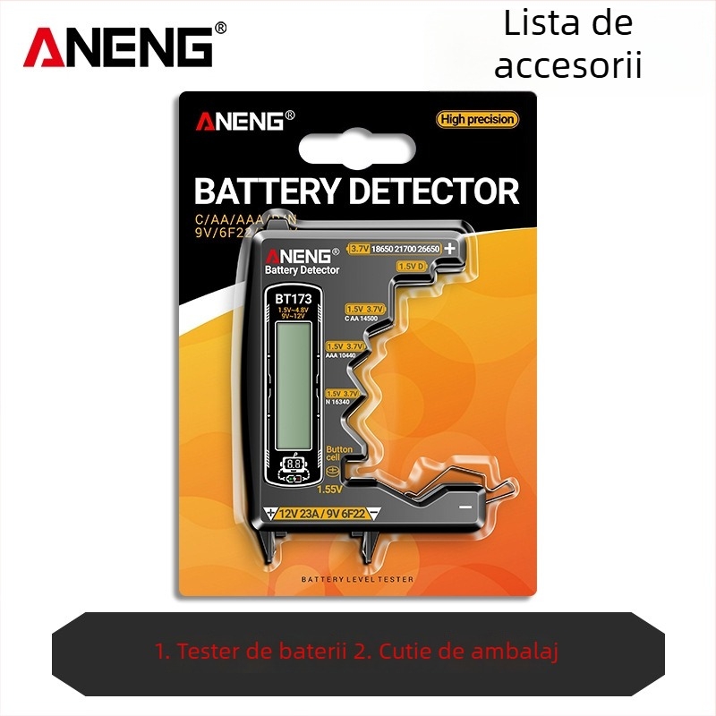Aneng tester de baterii - precizie înaltă, afișaj capacitate rămasă, măsurare tensiune baterie (precizie înaltă; afișaj capacitate rămasă; măsurare tensiune baterie)