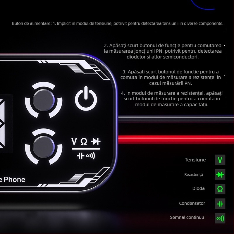 Repairman Detective 3.0 multimetru – măsurare de înaltă precizie, afișaj digital cu trei ecrane, durată lungă de viață a bateriei, testare tensiune și capacitate