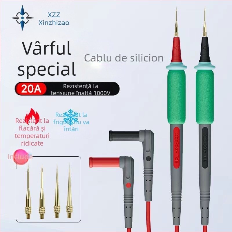 Sârmă de test pentru multimetru în stil pix – vârf extrafin, indicator digital, măsurare tensiune și curent, 20A