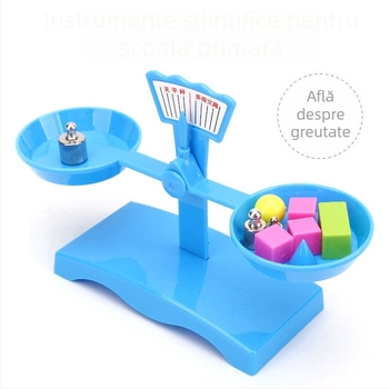 Duoqi balanță – material didactic pentru învățământul primar (clasele II–III), matematică și experimente de fizică, din plastic, tavă și greutăți.