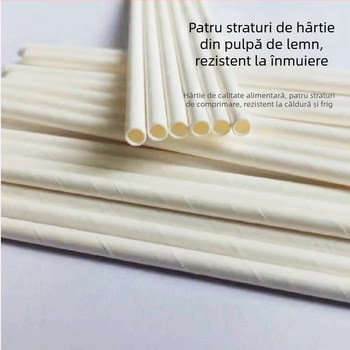 Paie din hârtie PLA biodegradabile - tub curbat, ambalare individuală, pentru ceai cu lapte, pentru copii, folosire în casă