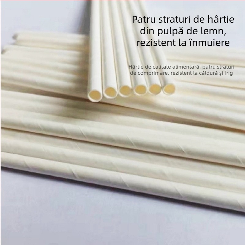 Paie din hârtie PLA biodegradabile - tub curbat, ambalare individuală, pentru ceai cu lapte, pentru copii, folosire în casă