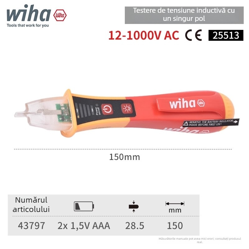 Detector de tensiune fără contact cu stilou de inducție, detecție tensiune înaltă până la 1000V