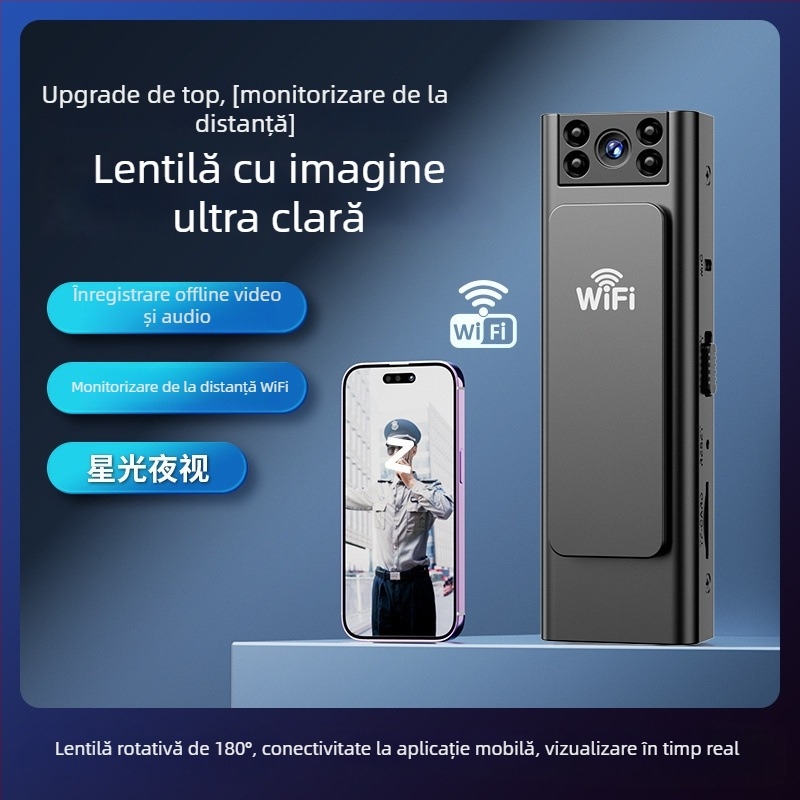 Camera sport HD cu stabilizare anti tremur, înregistrare audio și video și fotografiere la distanță prin smartphone